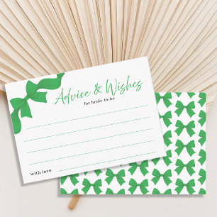Modern Green Coquette Bow Advice and Wishes  Enclosure Card