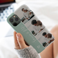 Modern green couple names 3 photos collage grid