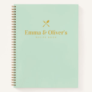 Modern Green Couples Gift Engagement Blank Recipe Notebook