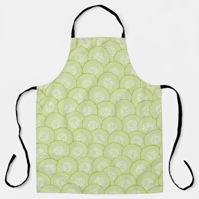 Modern Green Cucumber Slice Pattern Apron (Front)