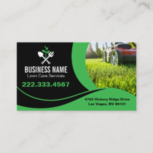 Modern Green Curve Mower Lawn Care Business Card