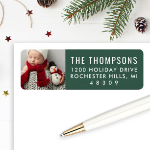 Modern Green Custom Christmas Photo Address