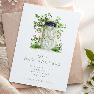Modern Green Door & Roses Moving Announcement