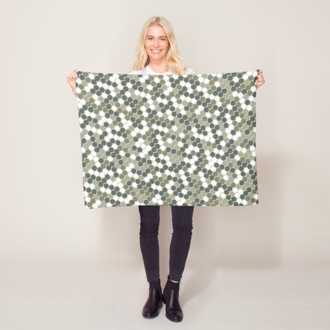 Modern green dots  fleece blanket (In Situ)