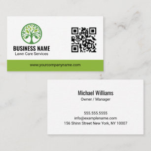 Modern Green Eco-Friendly Lawn Care QR Code Business Card