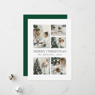 Modern Green Elegant Typography Photo Christmas Holiday Card