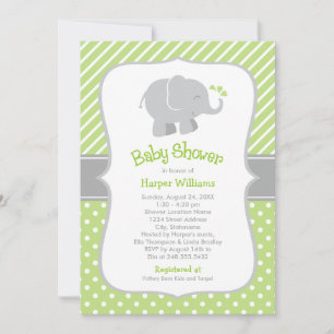 Modern Green Elephant Gender Neutral Shower Invitation
