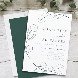 Modern Green Eucalyptus Foliage Minimalist Invitation
