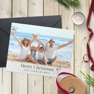 Modern Green Family Photo Christmas Card