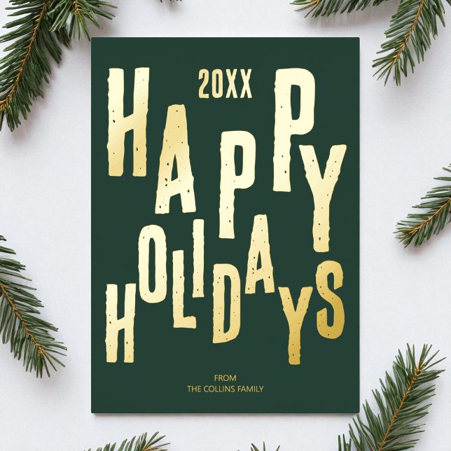 Modern Green Festive Happy Holidays Christmas (Modern Green Festive Happy Holidays Christmas Foil Holiday Card)
