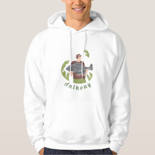 Modern Green Fisherman Illustration Fishing Name Hoodie