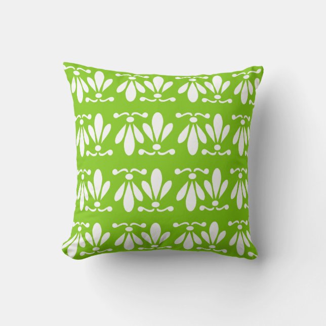 Modern Green Floral Pattern Pillow (Front)