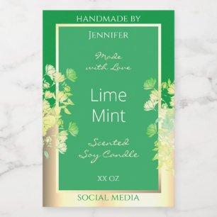 Modern Green Floral Product Packaging Labels Gold