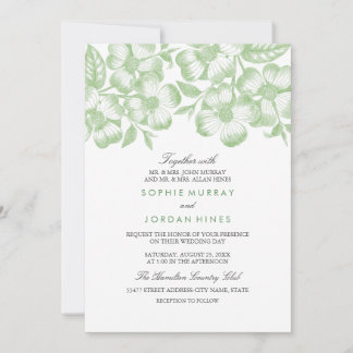 Modern Green Floral Wedding Invitation