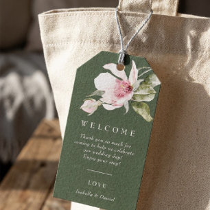 Modern Green Floral Wedding Welcome Bag Tag