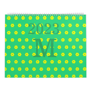 Modern green flowers daisy pattern  calendar