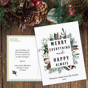 Modern Green Foliage Fun Script Magnolia Floral Holiday Postcard