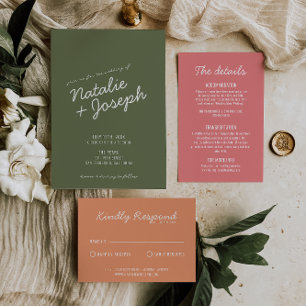 Modern Green Fun Whimsical Summer Wedding Invitation