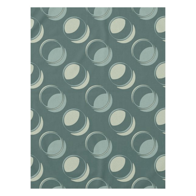Modern Green Geometric Circle Pattern Tablecloth (Front)