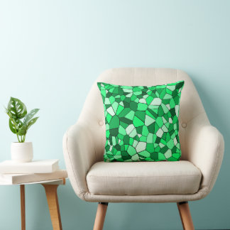 Modern Green Geometric Mosaic Cushion