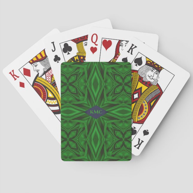 Modern Green Geometric Pattern Playing Cards (Back)