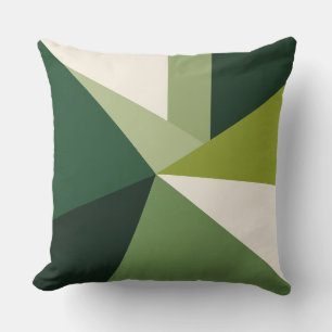Modern Green Geometric Starburst Cushion