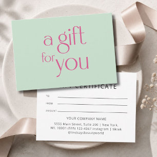 Modern Green Gift Certficate