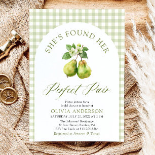 Modern Green Gingham Perfect Pair Bridal Shower Invitation