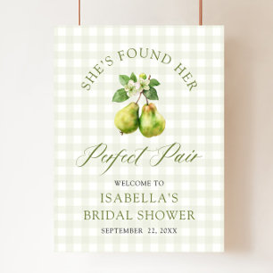 Modern Green Gingham Perfect Pair Bridal Shower Poster