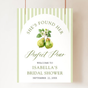 Modern Green Gingham Perfect Pear Bridal Shower Poster