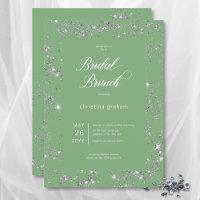 Modern Green Glam Diamond Frame Bridal Brunch