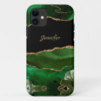 Modern Green Gold Agate Crystal Personalise