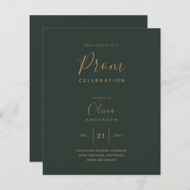Modern Green Gold Budget PROM (Front/Back)