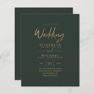 Modern Green Gold Budget Wedding Invites