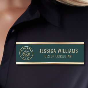 Modern Green Gold Business Logo Name Tag