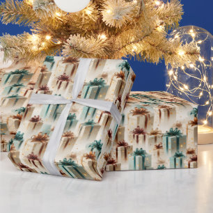  Modern Green & Gold Christmas Festive Gifts Wrapping Paper