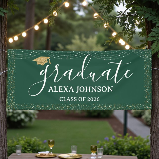 Modern Green & Gold Class Of 2026 Graduate Banner (Creator Uploaded)