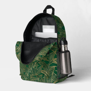 Modern Green Gold Foliage Plant Botanical Design Printed Backpack
