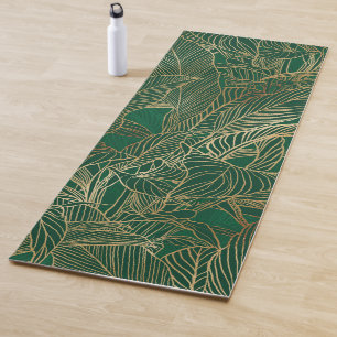 Modern Green Gold Foliage Plant Botanical Design Yoga Mat