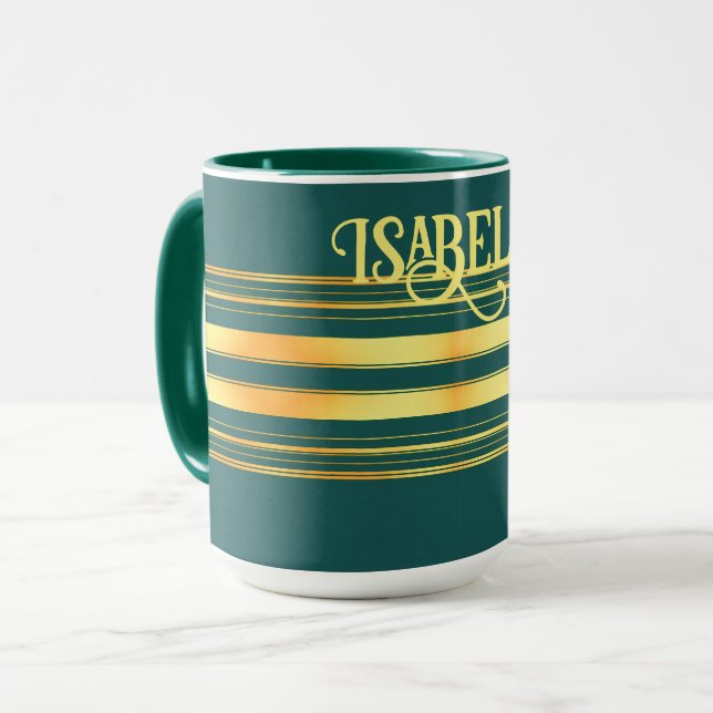 Modern Green Gold Luxury Linen Texture Collection Mug (Front Left)