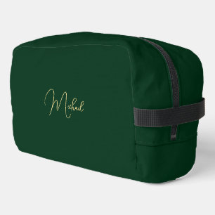 Modern Green Gold Monogram Mens Womens Gym Travel Dopp Kit