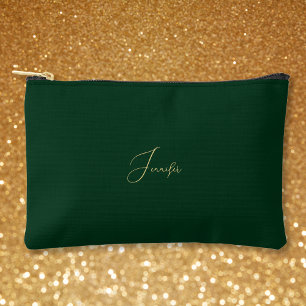 Modern Green Gold Monogrammed Travel Cosmetic Golf Accessory Pouch