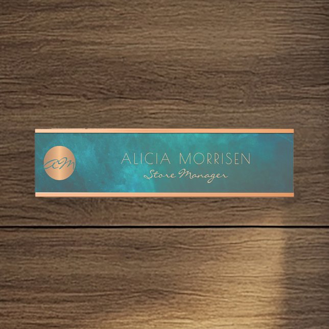 Modern green gold office room department name door sign (Creator Uploaded)