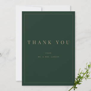 Modern Green & Gold Personalised Thank you Card