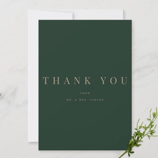 Modern Green & Gold Personalised Thank you Card (Creator Uploaded)