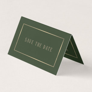 Modern Green & Gold Photo Save the Date Card