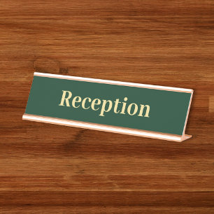 Modern Green Gold Professional Office Reception Desk Name Plate