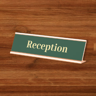 Modern Green Gold Professional Office Reception Desk Name Plate