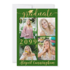 Modern Green Gold Script 5 Photo Graduate