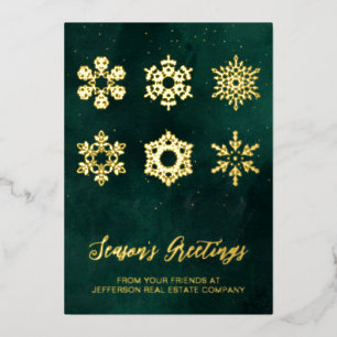 Modern Green Gold Snowflakes Business